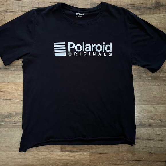 Polaroid Original Black T-shirt White‎ Logo 100% Cotton - Picture 1 of 6